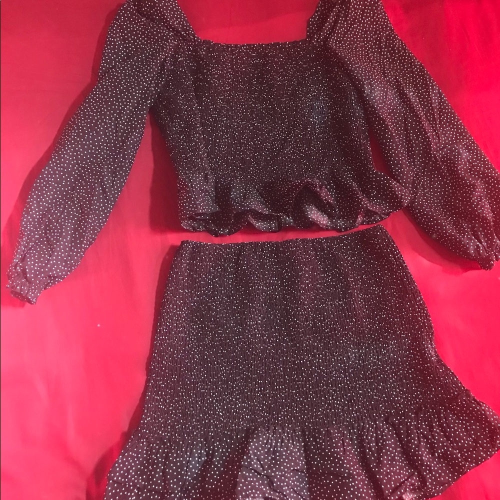 Black polka-dot two-piece cute set
